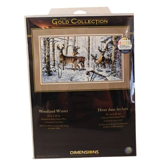 Dimensions Gold Collection Woodland Winter Cross Stitch Kit Deer Buck Hunting - Picture 1 of 5